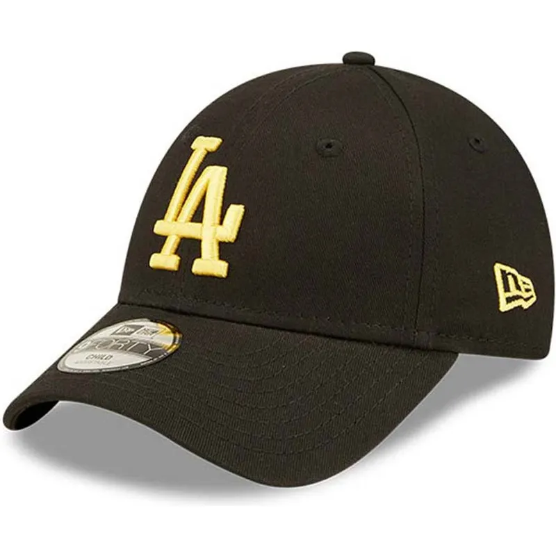 cappelli-curva-nero-cinghia-regolabile-per-bambino-dorado-9forty-league-essential-dei-los-angeles-dodgers-mlb-di-new-era