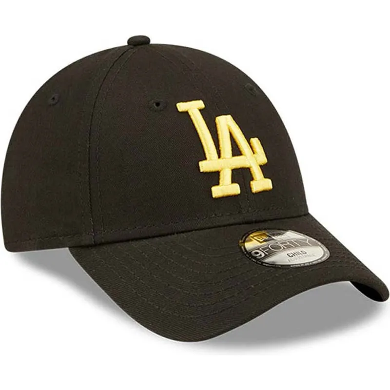 cappelli-curva-nero-cinghia-regolabile-per-bambino-dorado-9forty-league-essential-dei-los-angeles-dodgers-mlb-di-new-era