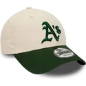 cappellino-regolabile-9forty-beige-e-verde-con-visiera-curva-oakland-athletics-mlb-di-new-era
