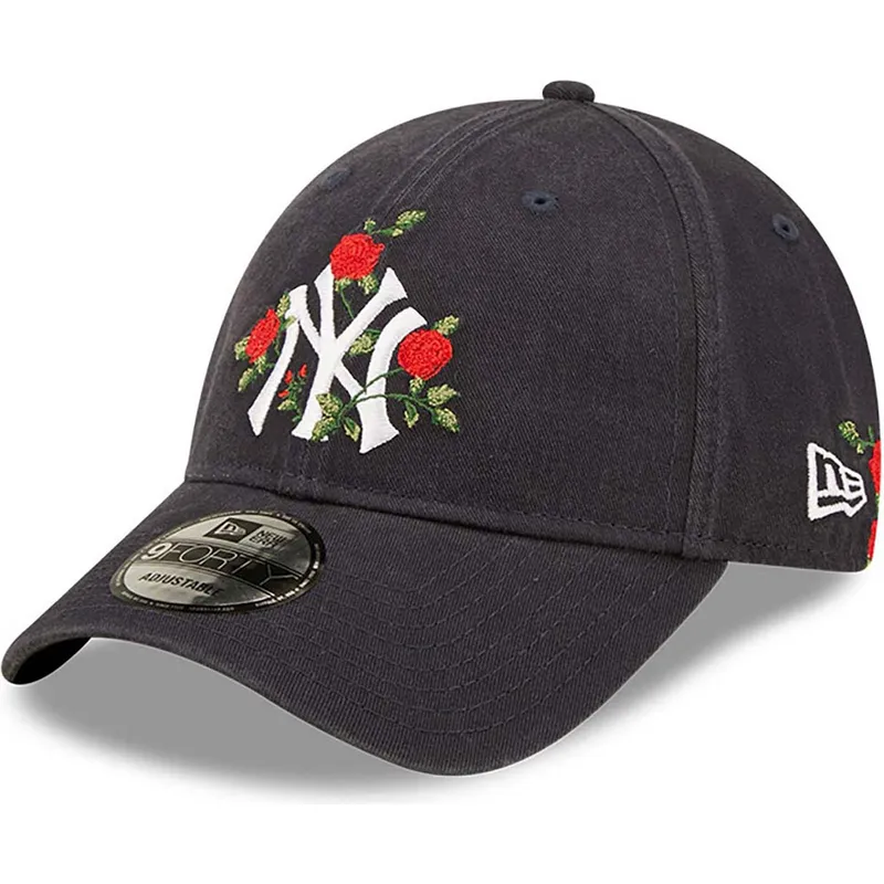 cappelli-curva-blu-marino-cinghia-regolabile-9forty-flower-dei-new-york-yankees-mlb-di-new-era