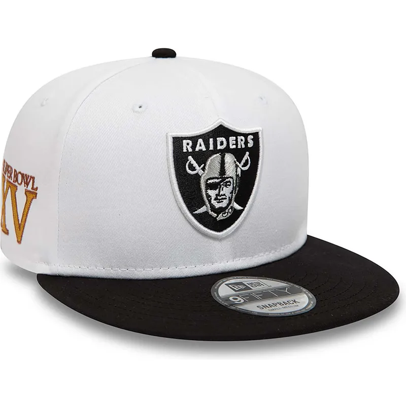 cappelli-piatta-bianco-snapback-9fifty-crown-patches-super-bowl-xv-dei-las-vegas-raiders-nfl-di-new-era