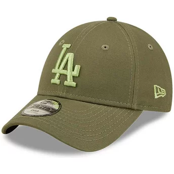New Era Curved Brim Youth Green Logo 9FORTY League Essential Los Angeles Dodgers MLB Green Adjustable Cap
