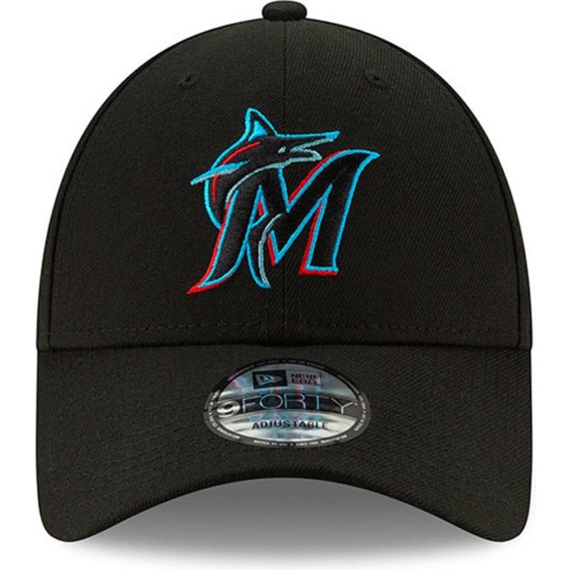 new-era-curved-brim-9forty-the-league-miami-marlins-mlb-black-adjustable-cap