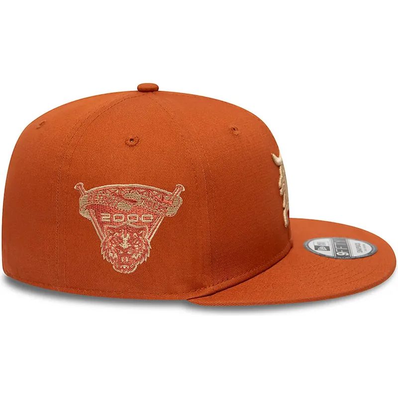 cappelli-piatta-marrone-snapback-9fifty-side-patch-dei-detroit-tigers-mlb-di-new-era