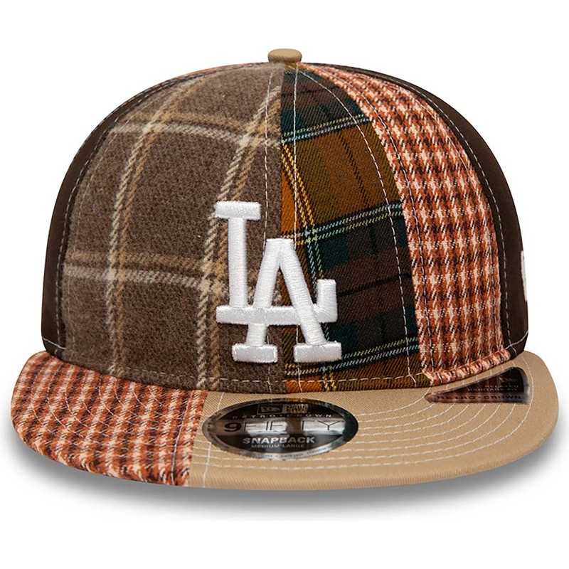 new-era-flat-brim-9fifty-patch-panel-los-angeles-dodgers-mlb-brown-adjustable-cap