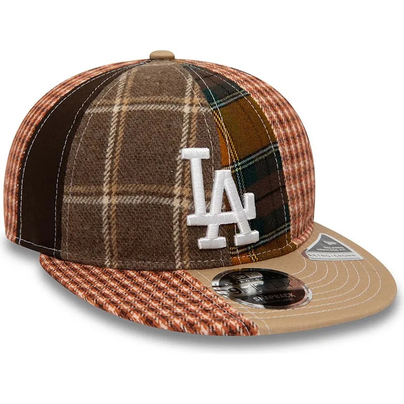 cappelli-piatta-marrone-cinghia-regolabile-9fifty-patch-panel-dei-los-angeles-dodgers-mlb-di-new-era