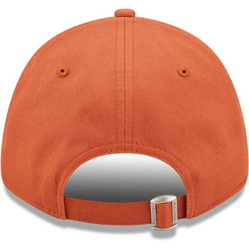 new-era-curved-brim-9forty-league-essential-new-york-yankees-mlb-orange-adjustable-cap-with-beige-logo