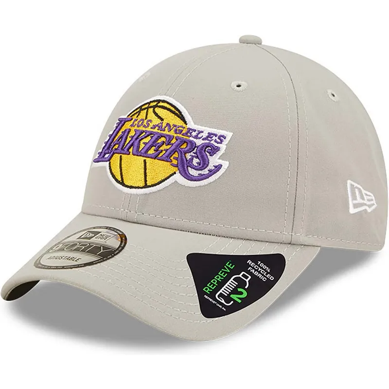 cappelli-curva-grigio-cinghia-regolabile-9forty-repreve-dei-los-angeles-lakers-nba-di-new-era