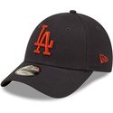 new-era-curved-brim-youth-brown-logo-9forty-league-essential-los-angeles-dodgers-mlb-navy-blue-adjustable-cap