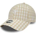 cappelli-curva-beige-cinghia-regolabile-9forty-gingham-dei-new-york-yankees-mlb-di-new-era