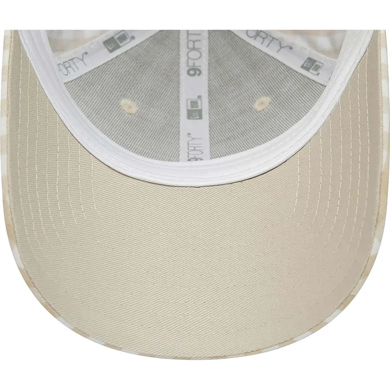 cappelli-curva-beige-cinghia-regolabile-9forty-gingham-dei-new-york-yankees-mlb-di-new-era