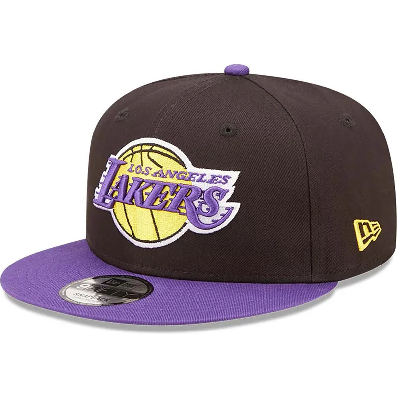 cappelli-piatta-nero-snapback-9fifty-team-patch-dei-los-angeles-lakers-nba-di-new-era