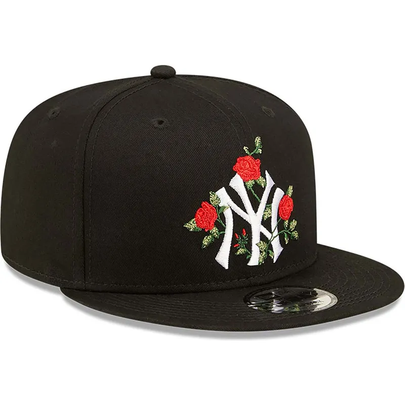cappelli-piatta-nero-snapback-9fifty-flower-dei-new-york-yankees-mlb-di-new-era