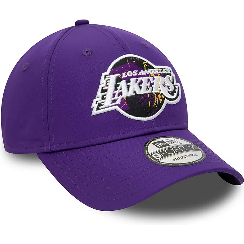 cappelli-curva-viola-cinghia-regolabile-9forty-print-infill-dei-los-angeles-lakers-nba-di-new-era