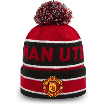 Gorro rosso e nero con pompon Cuff Jake del Manchester United Football Club Premier League di New Era