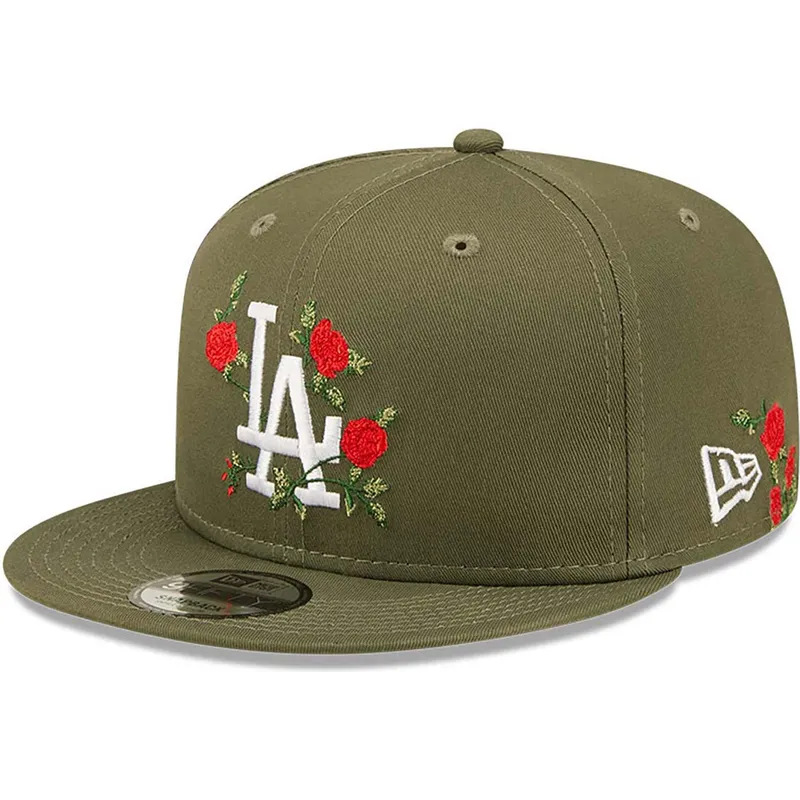 cappelli-piatta-verde-snapback-9fifty-flower-dei-los-angeles-dodgers-mlb-di-new-era