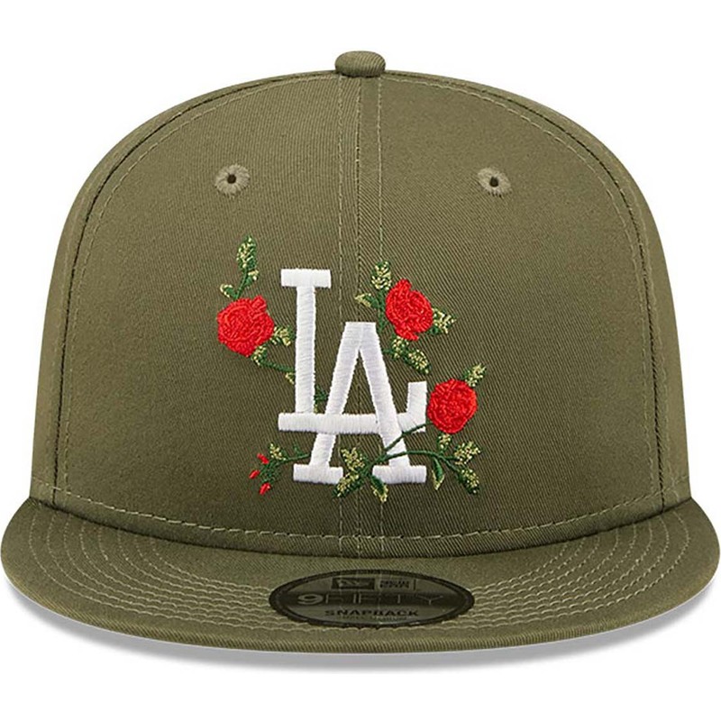 new-era-flat-brim-9fifty-flower-los-angeles-dodgers-mlb-green-snapback-cap