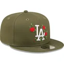 cappelli-piatta-verde-snapback-9fifty-flower-dei-los-angeles-dodgers-mlb-di-new-era