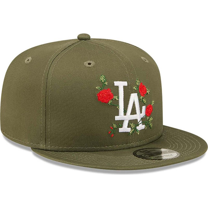 new-era-flat-brim-9fifty-flower-los-angeles-dodgers-mlb-green-snapback-cap
