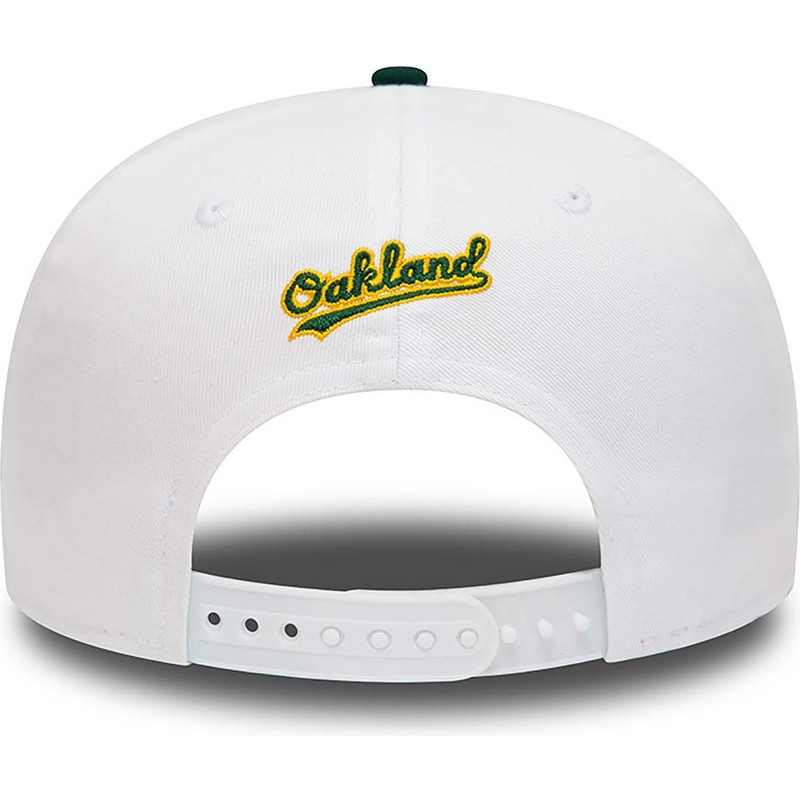 new-era-flat-brim-rickey-henderson-9fifty-crown-patches-oakland-athletics-mlb-white-and-green-snapback-cap