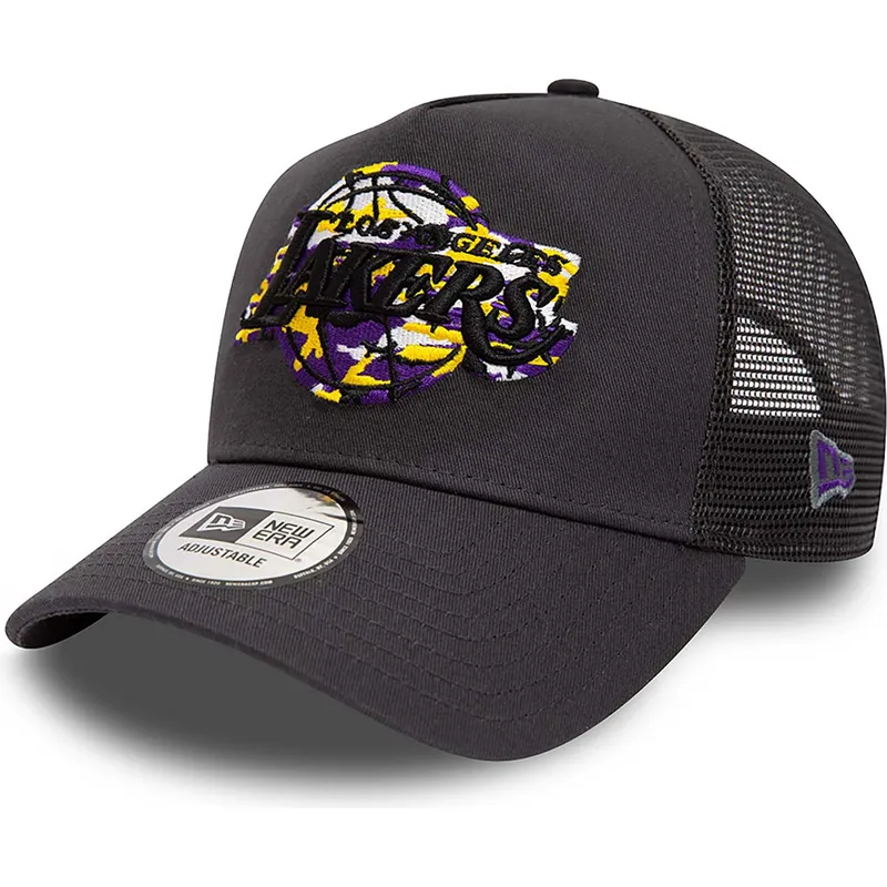 cappelli-curva-grigio-snapback-a-frame-team-camo-infill-dei-los-angeles-lakers-nba-di-new-era