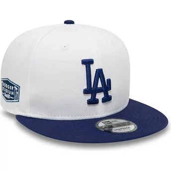 New Era Flat Brim 9FIFTY Crown Patches Los Angeles Dodgers MLB White and Blue Snapback Cap