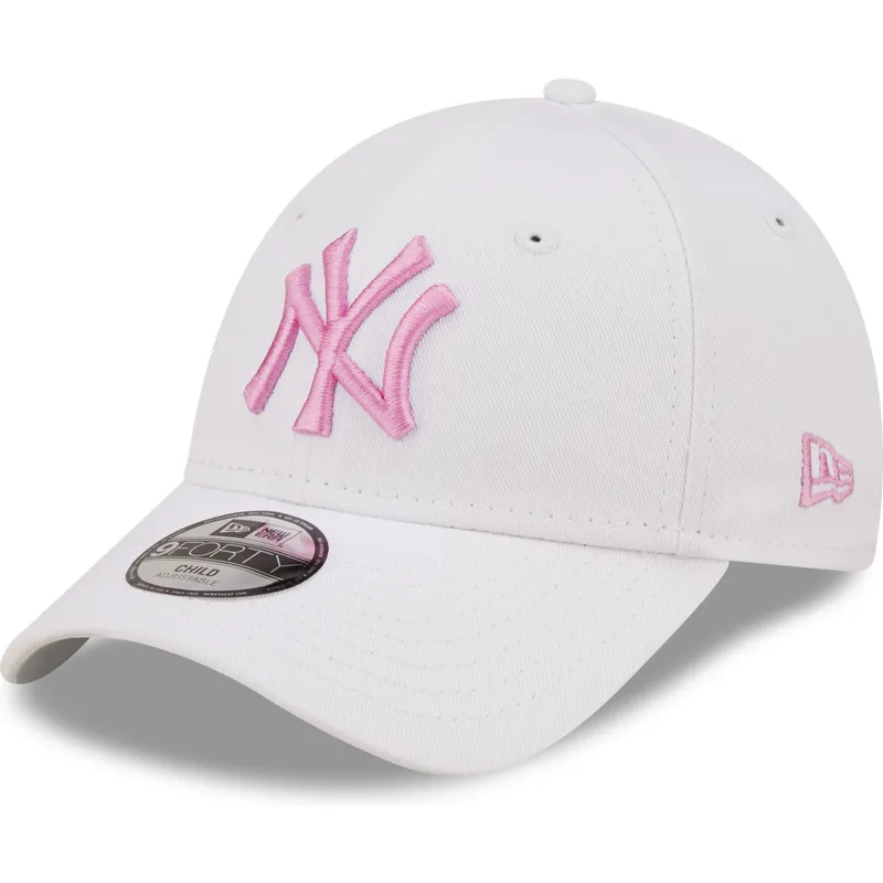 cappelli-curva-bianco-cinghia-regolabile-per-bambino-rosa-9forty-league-essential-dei-new-york-yankees-mlb-di-new-era