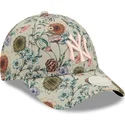 cappelli-curva-beige-cinghia-regolabile-9forty-all-over-print-floral-dei-new-york-yankees-mlb-di-new-era