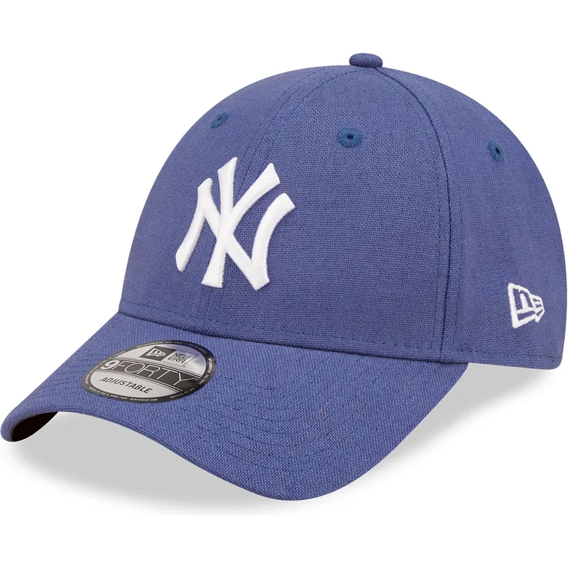 cappelli-curva-blu-cinghia-regolabile-9forty-linen-dei-new-york-yankees-mlb-di-new-era