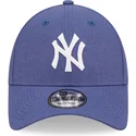 cappelli-curva-blu-cinghia-regolabile-9forty-linen-dei-new-york-yankees-mlb-di-new-era