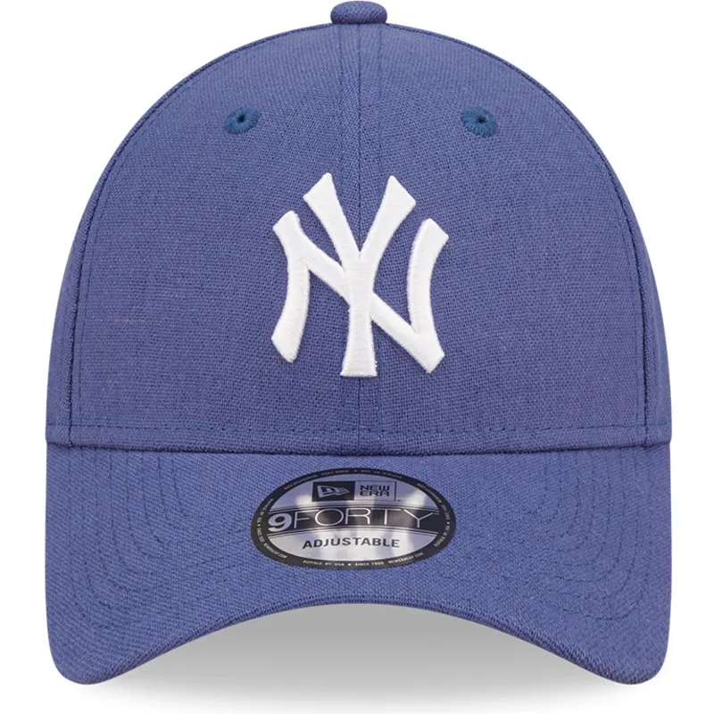 cappelli-curva-blu-cinghia-regolabile-9forty-linen-dei-new-york-yankees-mlb-di-new-era