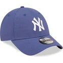 cappelli-curva-blu-cinghia-regolabile-9forty-linen-dei-new-york-yankees-mlb-di-new-era