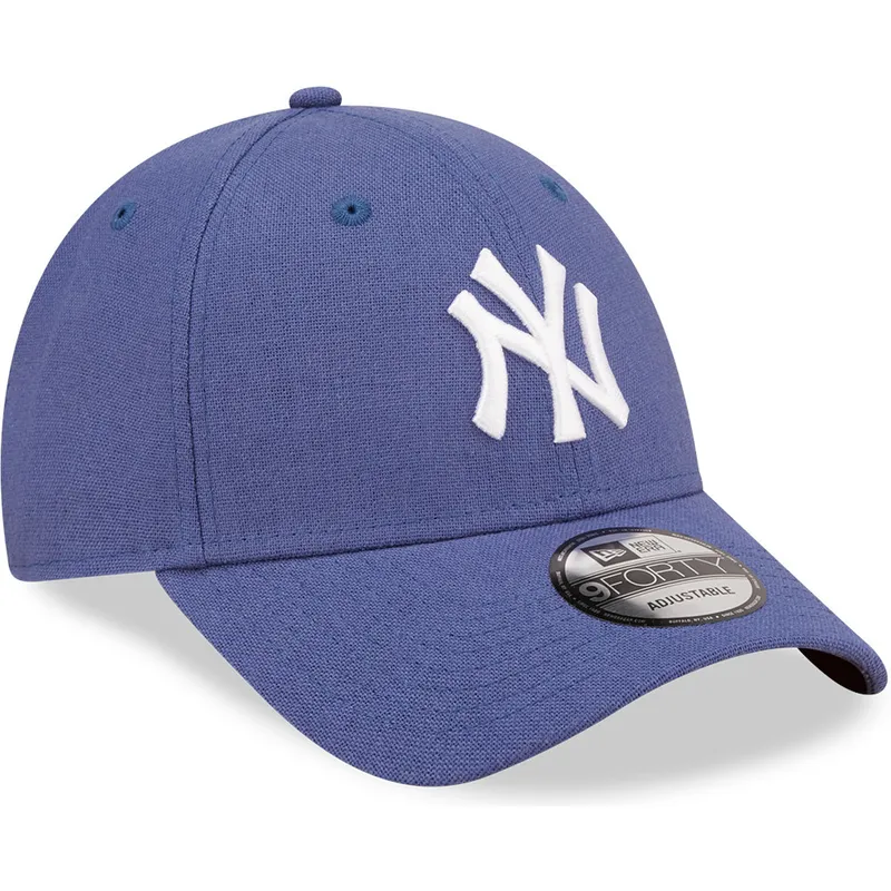 cappelli-curva-blu-cinghia-regolabile-9forty-linen-dei-new-york-yankees-mlb-di-new-era