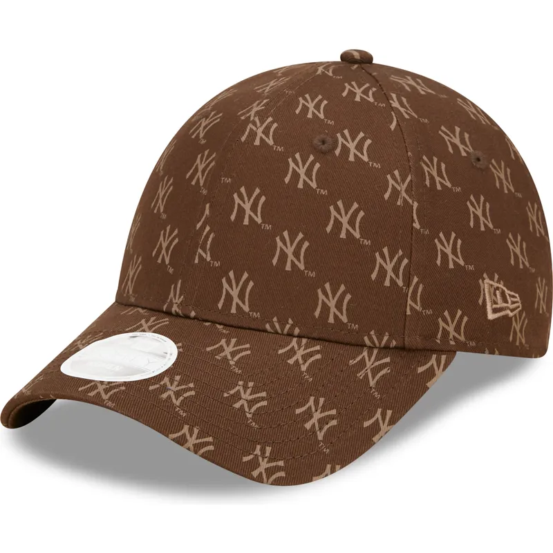 cappelli-curva-marrone-cinghia-regolabile-9forty-monogram-dei-new-york-yankees-mlb-di-new-era