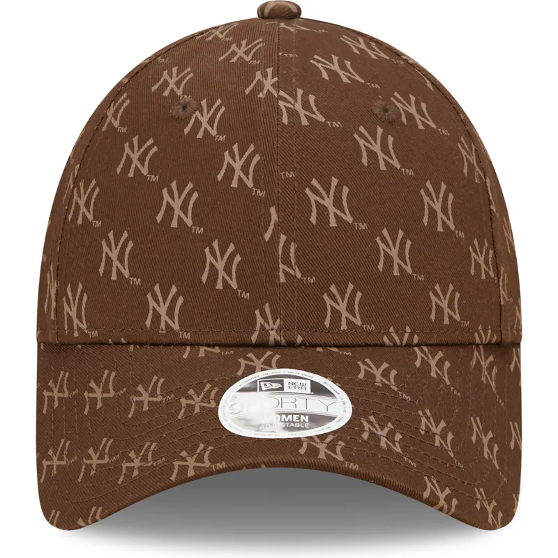 cappelli-curva-marrone-cinghia-regolabile-9forty-monogram-dei-new-york-yankees-mlb-di-new-era