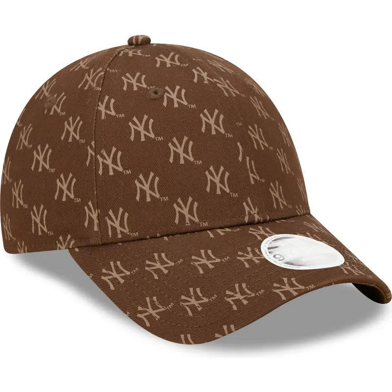 cappelli-curva-marrone-cinghia-regolabile-9forty-monogram-dei-new-york-yankees-mlb-di-new-era