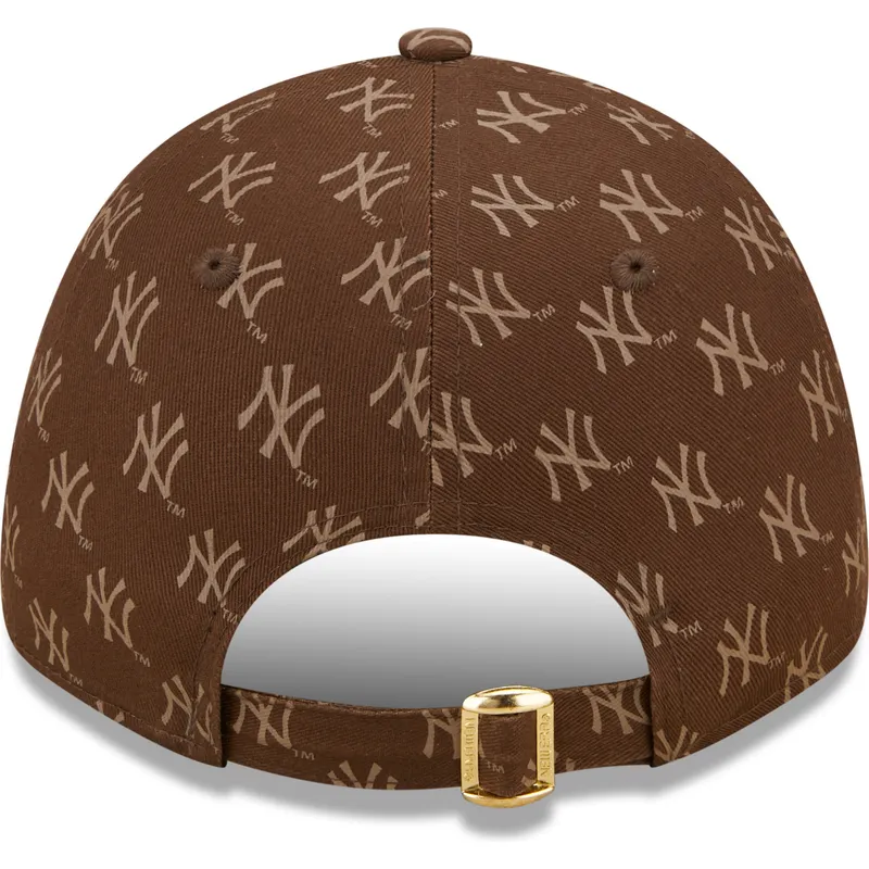 cappelli-curva-marrone-cinghia-regolabile-9forty-monogram-dei-new-york-yankees-mlb-di-new-era