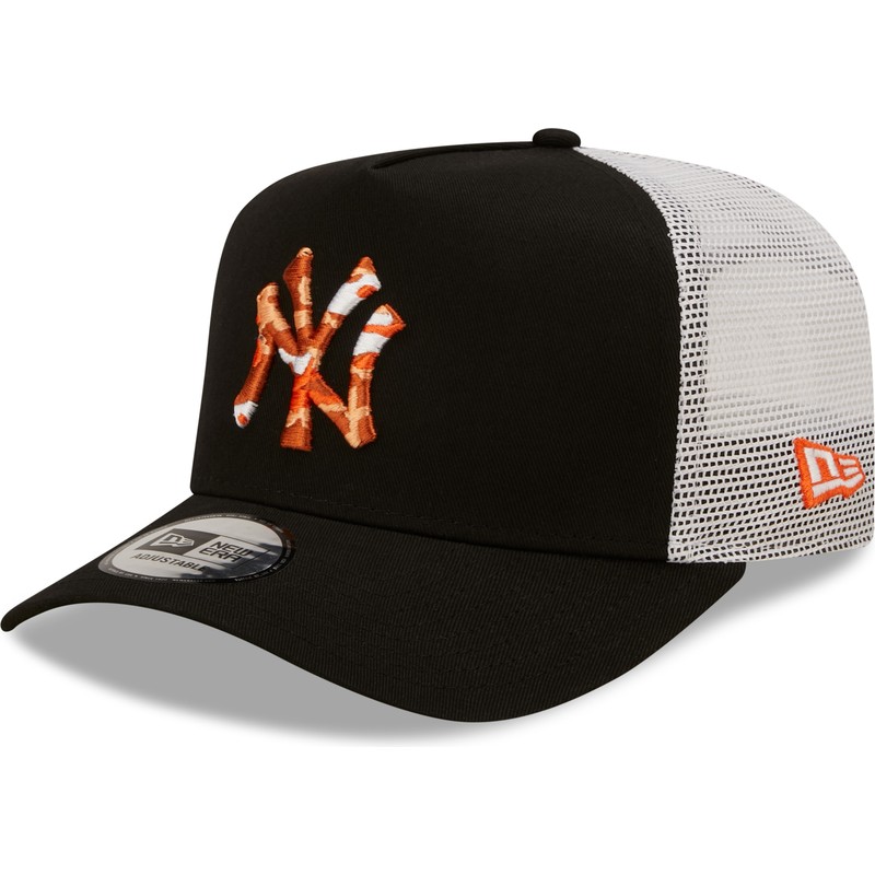 new-era-orange-logo-a-frame-seasonal-infill-new-york-yankees-mlb-black-and-white-trucker-hat