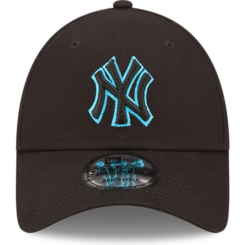 cappelli-curva-nero-cinghia-regolabile-9forty-neon-outline-dei-new-york-yankees-mlb-di-new-era