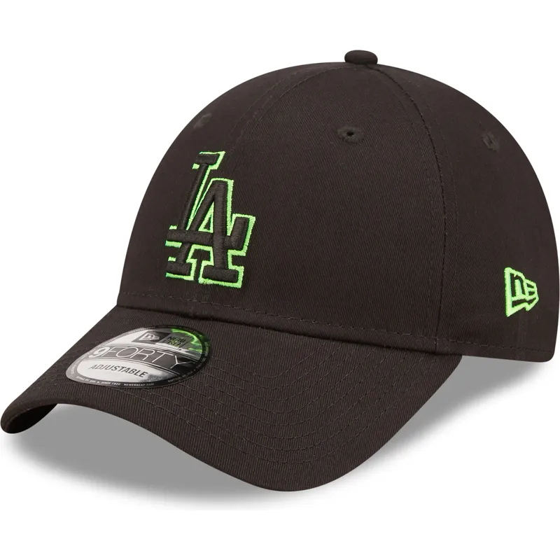 cappelli-curva-nero-cinghia-regolabile-9forty-neon-outline-dei-los-angeles-dodgers-mlb-di-new-era