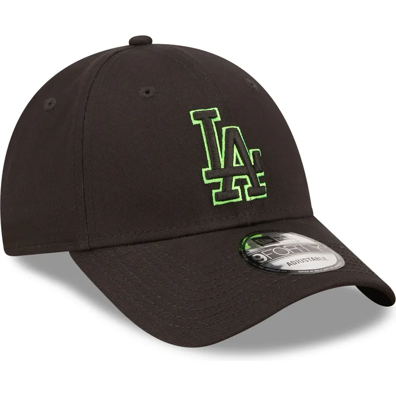 cappelli-curva-nero-cinghia-regolabile-9forty-neon-outline-dei-los-angeles-dodgers-mlb-di-new-era