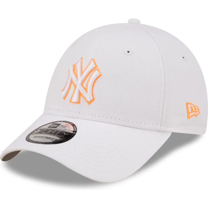 cappelli-curva-bianco-cinghia-regolabile-9forty-neon-outline-dei-new-york-yankees-mlb-di-new-era