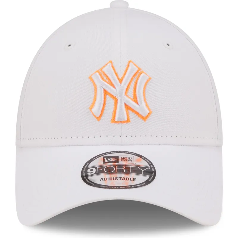 cappelli-curva-bianco-cinghia-regolabile-9forty-neon-outline-dei-new-york-yankees-mlb-di-new-era