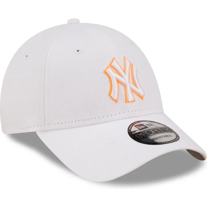 cappelli-curva-bianco-cinghia-regolabile-9forty-neon-outline-dei-new-york-yankees-mlb-di-new-era