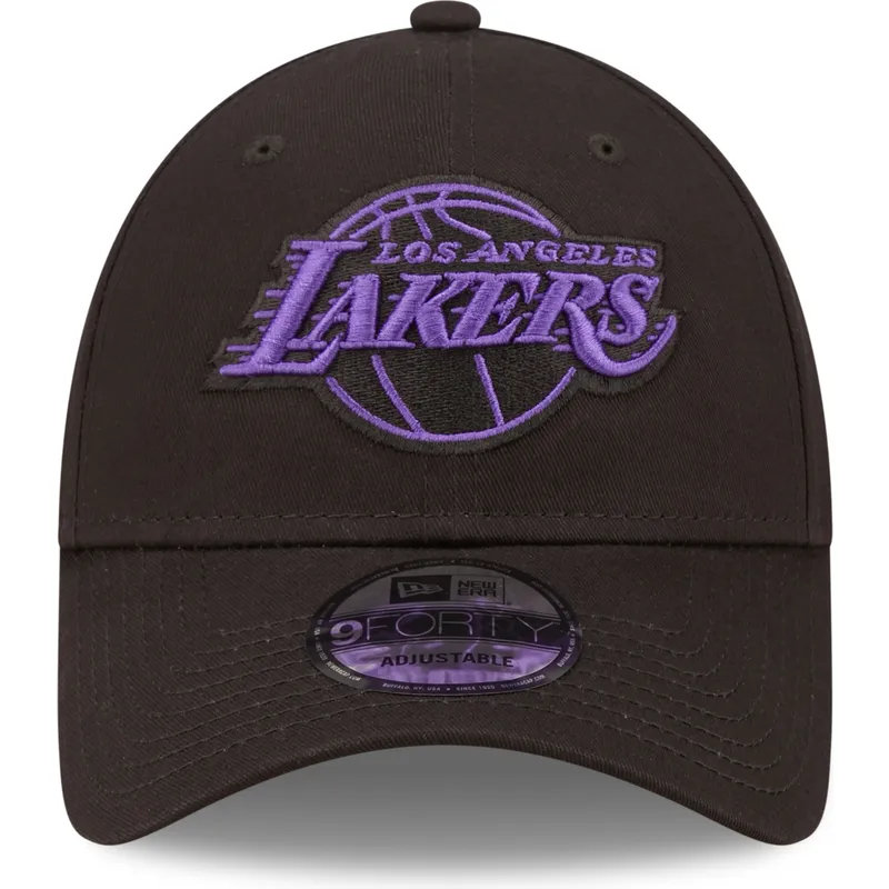cappelli-curva-nero-cinghia-regolabile-9forty-neon-outline-dei-los-angeles-lakers-nba-di-new-era