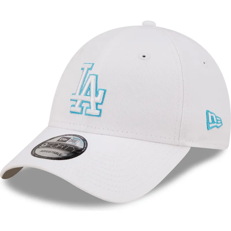 cappelli-curva-bianco-cinghia-regolabile-9forty-neon-outline-dei-los-angeles-dodgers-mlb-di-new-era