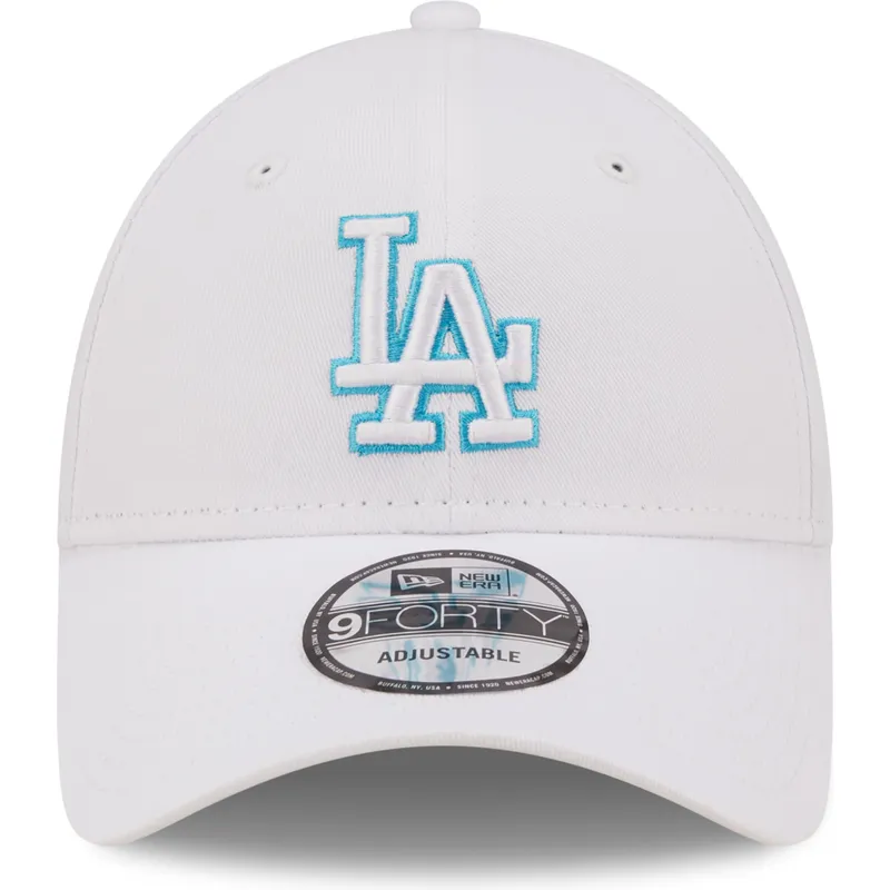 cappelli-curva-bianco-cinghia-regolabile-9forty-neon-outline-dei-los-angeles-dodgers-mlb-di-new-era
