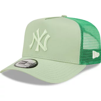 New Era Green Logo A Frame Tonal Mesh New York Yankees MLB Light Green Trucker Hat
