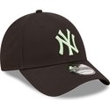 new-era-curved-brim-green-logo-9forty-league-essential-new-york-yankees-mlb-black-adjustable-cap