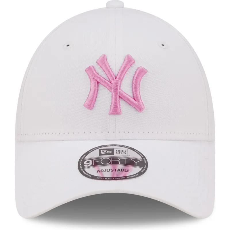 cappelli-curva-bianco-cinghia-regolabile-rosa-9forty-league-essential-dei-new-york-yankees-mlb-di-new-era